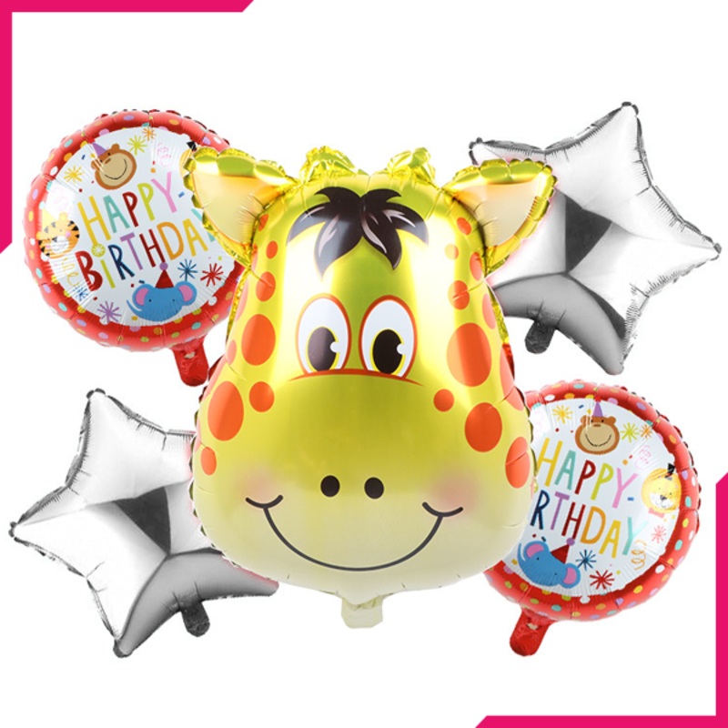 Foil Balloons Girafe Theme 5Pcs