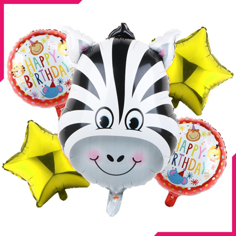 Foil Balloons Zebra Theme 5Pcs