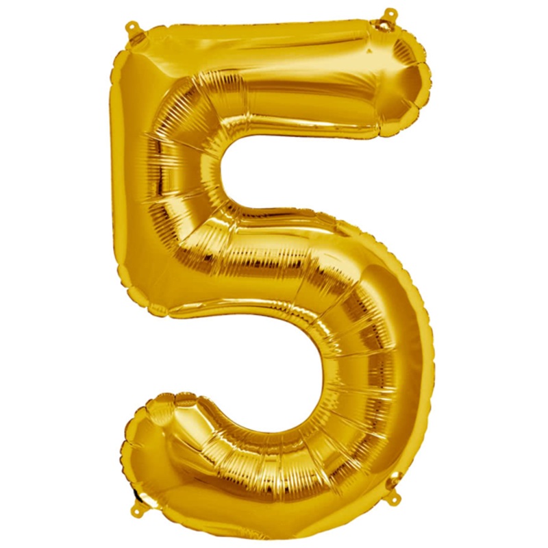 Golden Foil Balloon Number 5