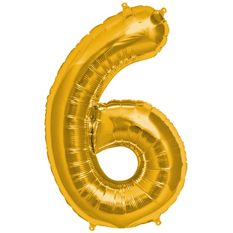 Golden Foil Balloon Number 6