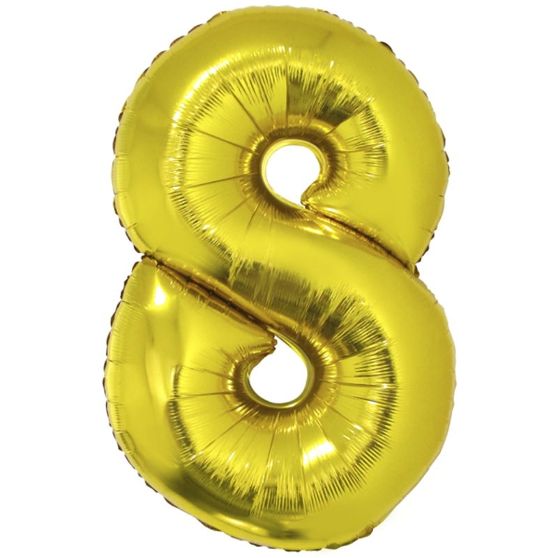 Golden Foil Balloon Number 8