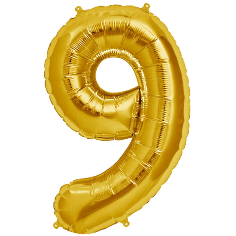 Golden Foil Balloon Number 9