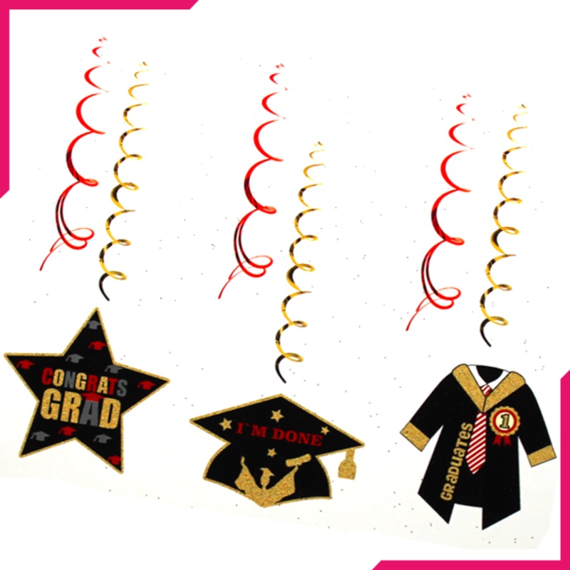 Graduation Hanging Decorations Swirls 6Pcs