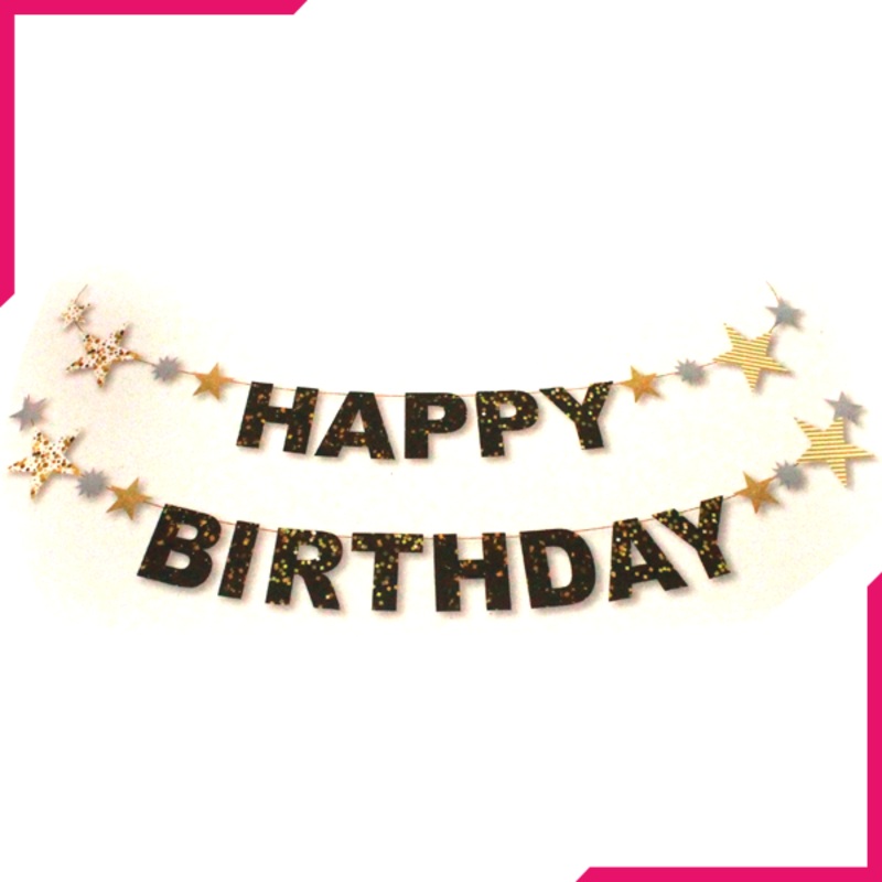 Happy Birthday Banner Black