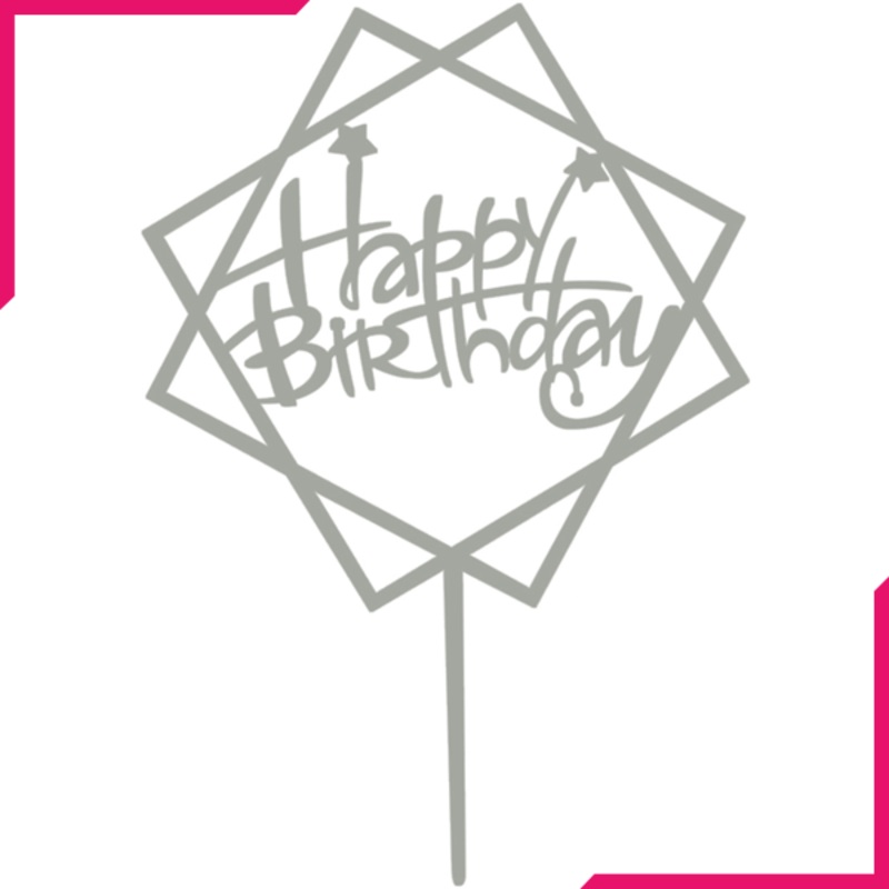 Happy Birthday Cake Topper Double-layer Square