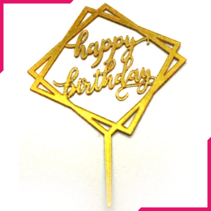 Happy Birthday Cake Topper Double-Square