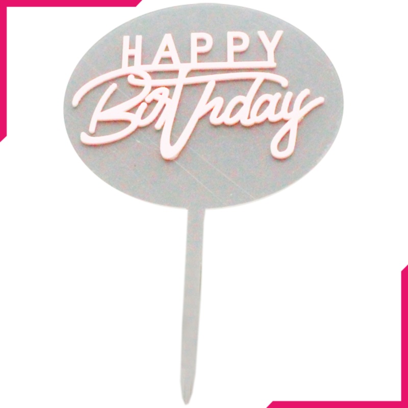 Happy Birthday Cake Topper Round Border