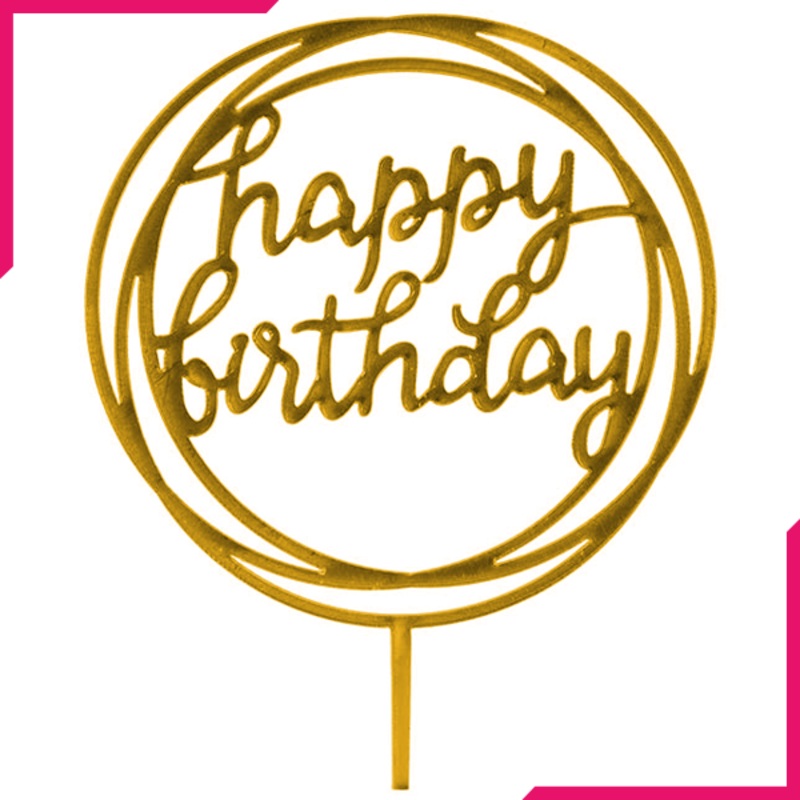 Happy Birthday Cake Topper Round Circle