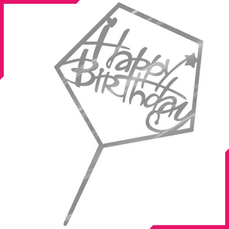Happy Birthday Cake Topper - Star Heart