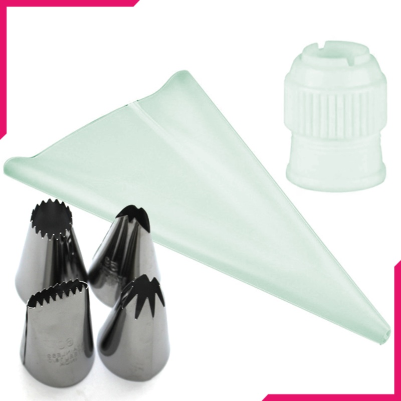 Piping Bag With 4 Nozzle/Tip And Coupler Set