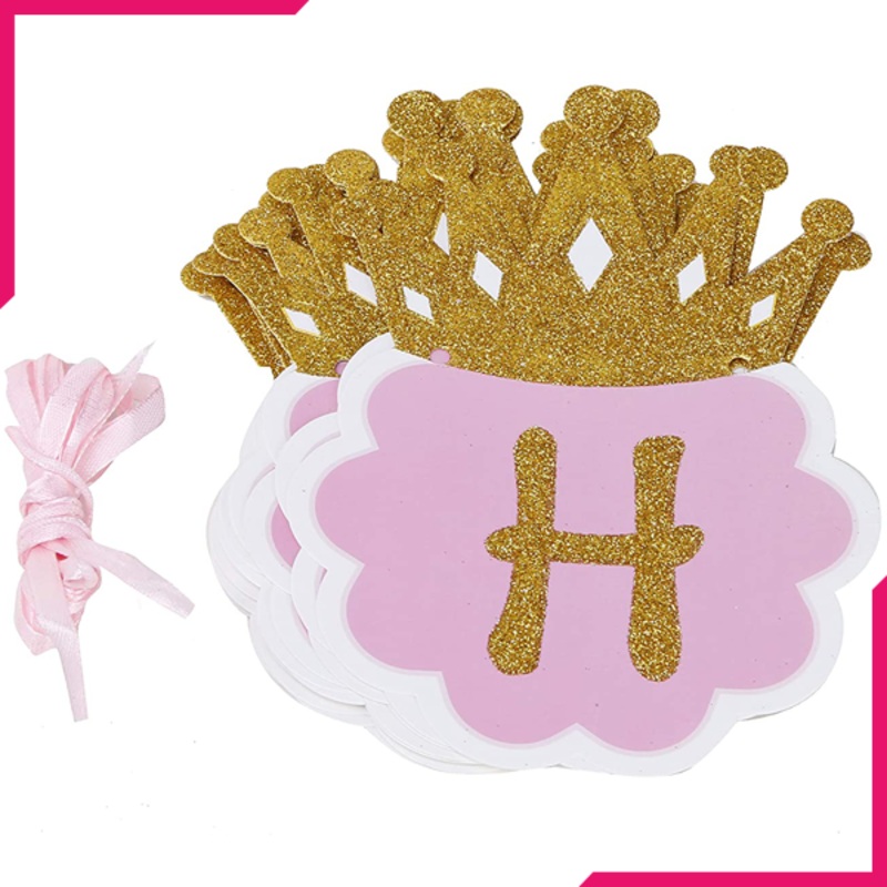Princess Glitter Happy Birthday Crown Banner