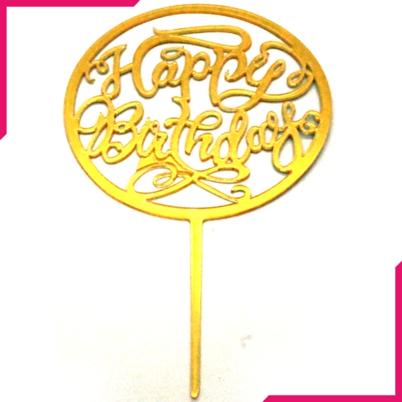 Round Circle Happy Birthday Cake Topper