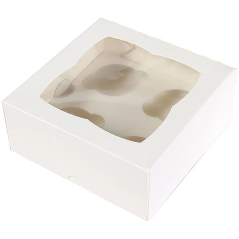 White Cupcake Box - 4 Cavity