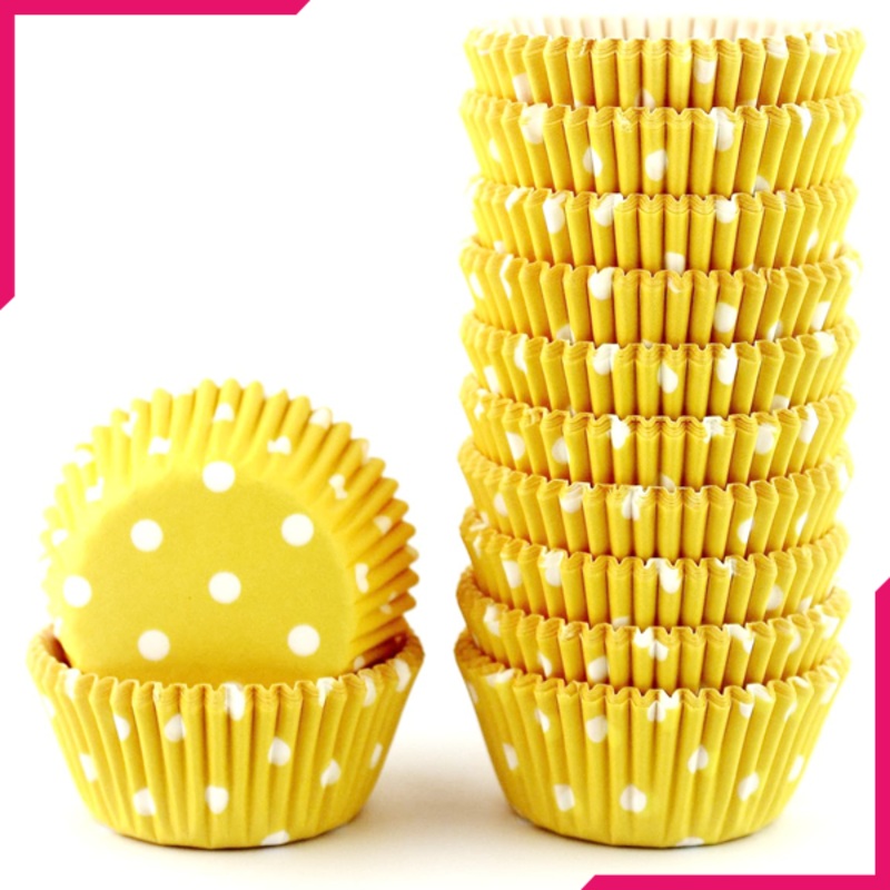 Yellow Dot Mini Cupcake Liners 200pcs
