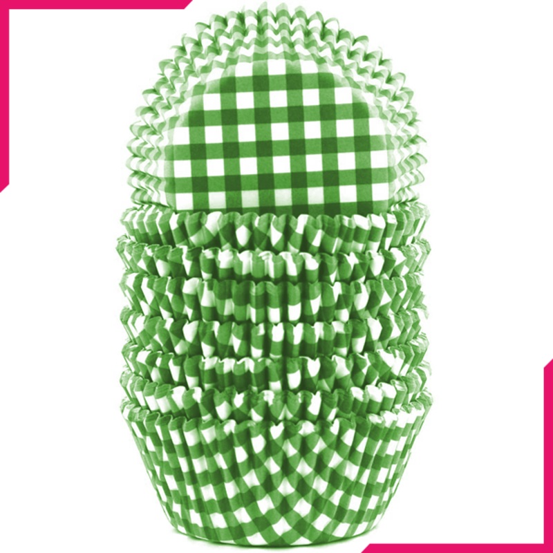 Checkered Pattern Cupcake Liners 100pcs - Green