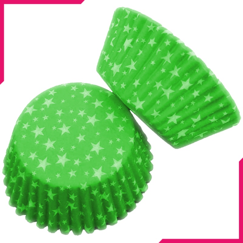 Green Stars Cupcake Liners 100pcs