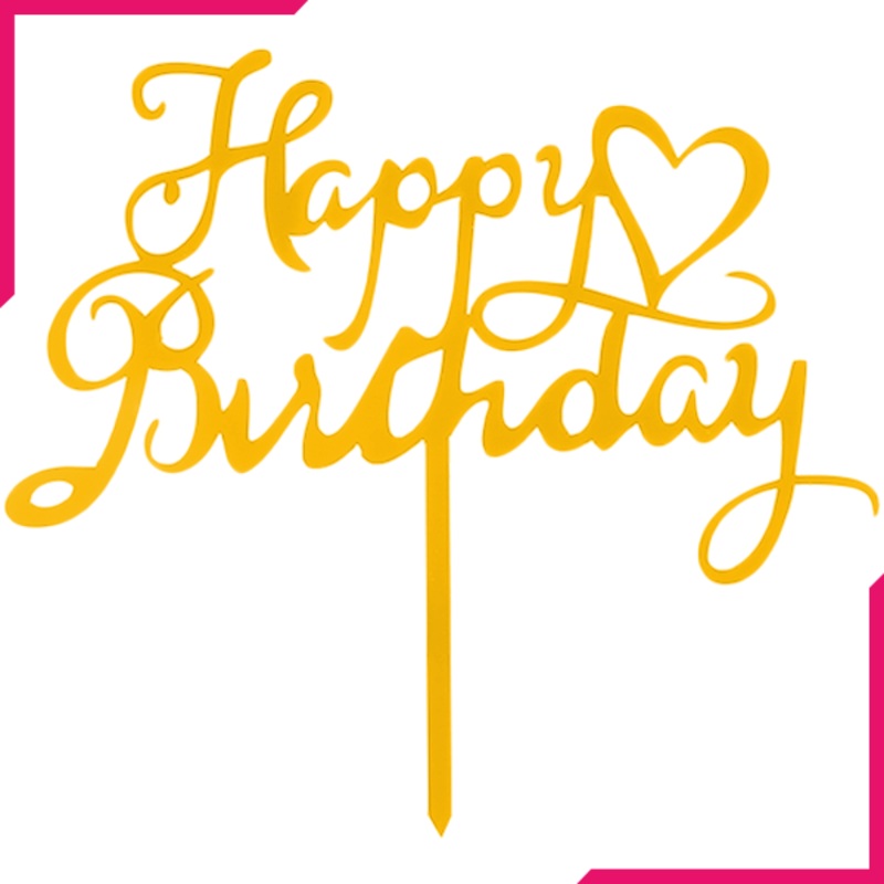 Happy Birthday Cake Topper Heart