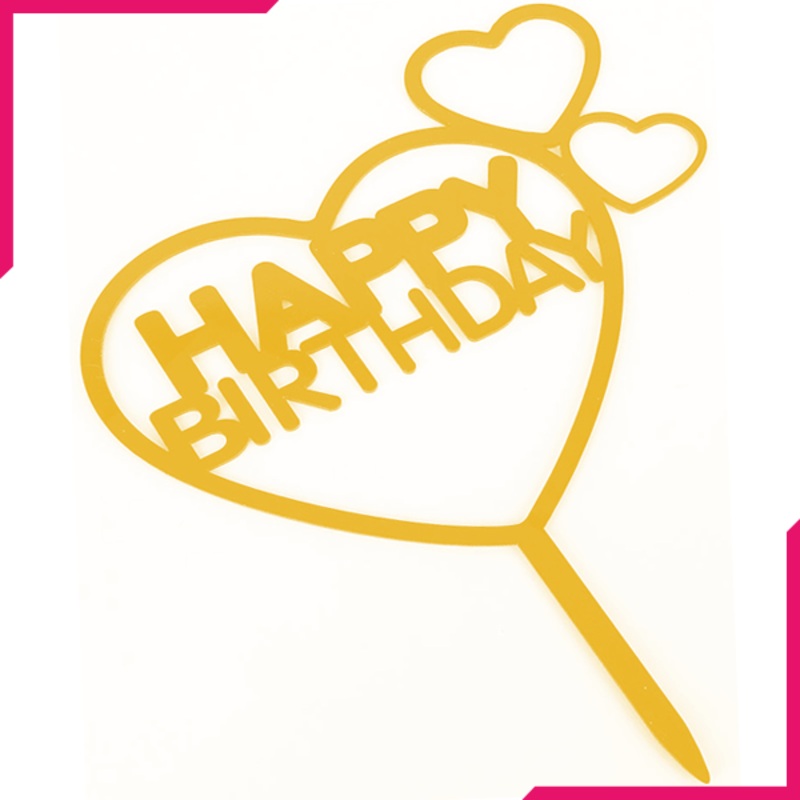 Happy Birthday Cake Topper with Heart