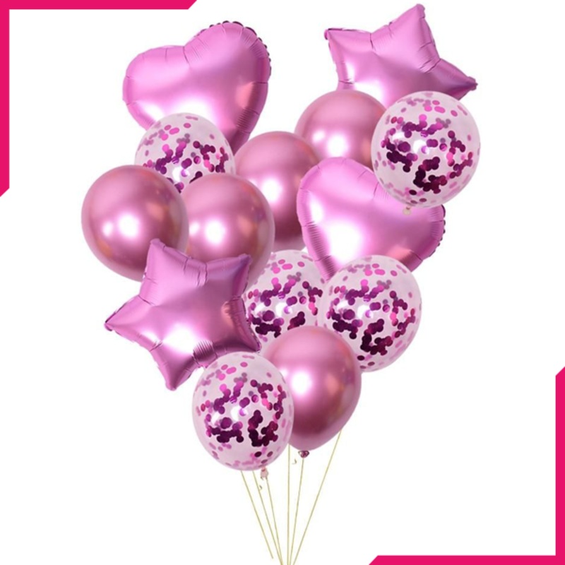 Heart Star Shape Confetti Balloons Purple