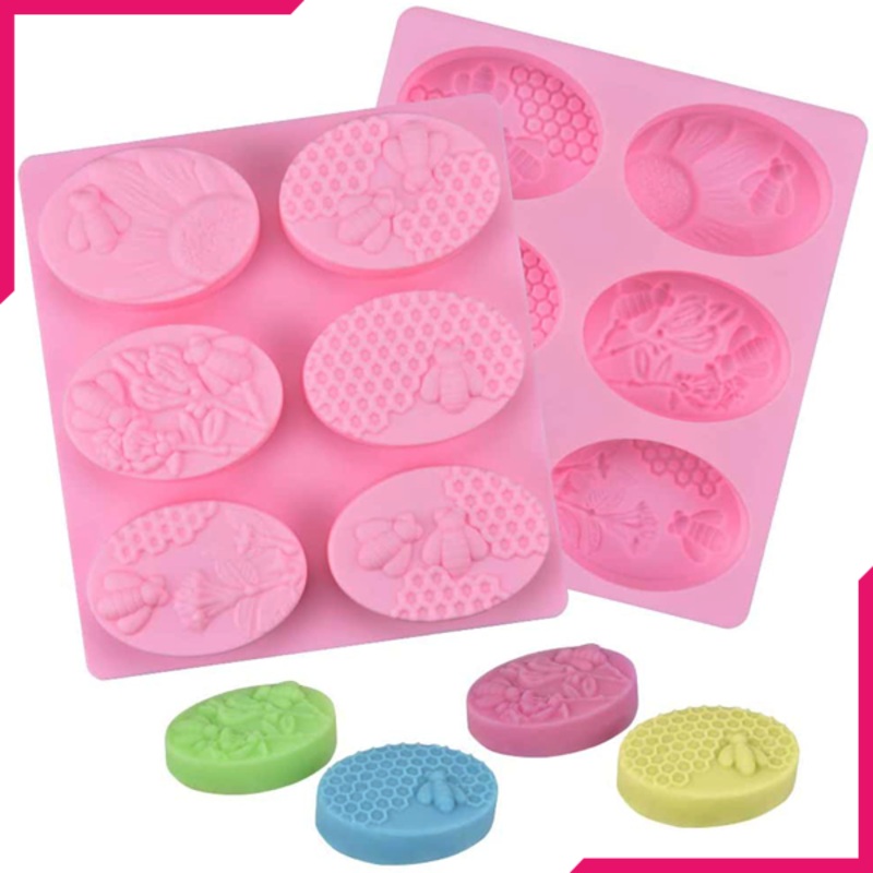 Oval Silicone Mold Flower Bee Honeycumb