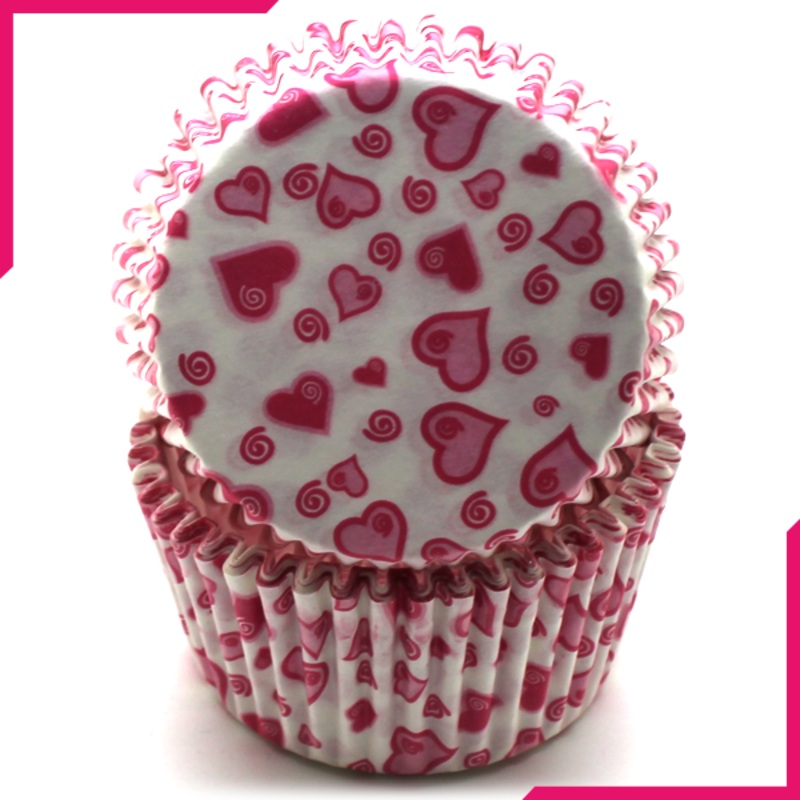 Pink Hearts Cupcake Liners 100Pcs