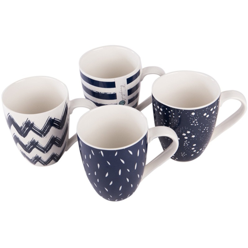 Symphony Indigo Art Mugs 4Pcs