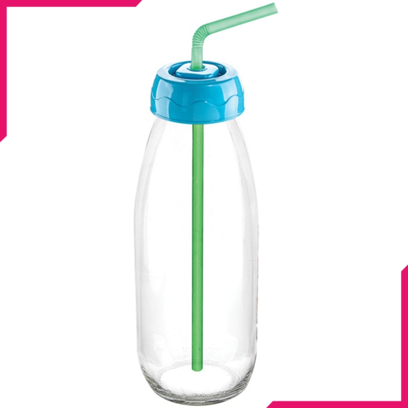 Sarina Clear Milk Bottle With Straw 500CC