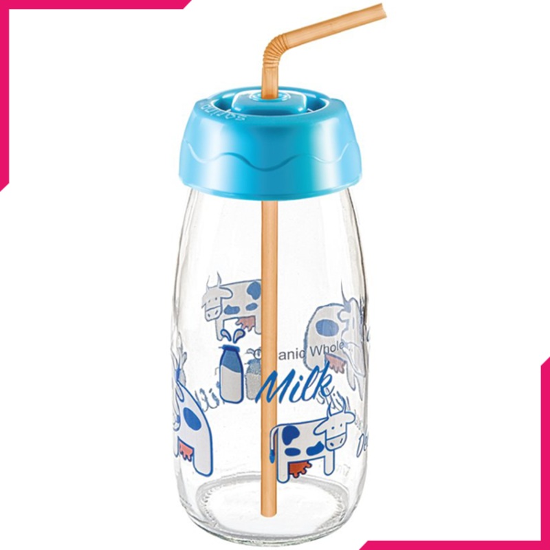 Sarina Decorated Milk Bottle With Straw