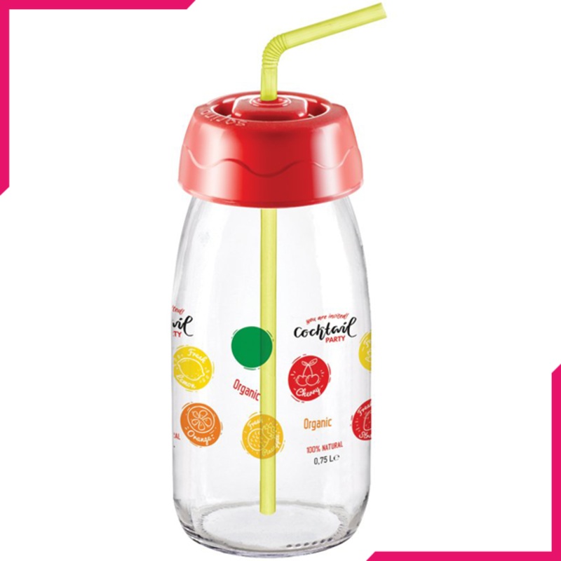 Sarina Decorated Water & Juice Bottle With Straw