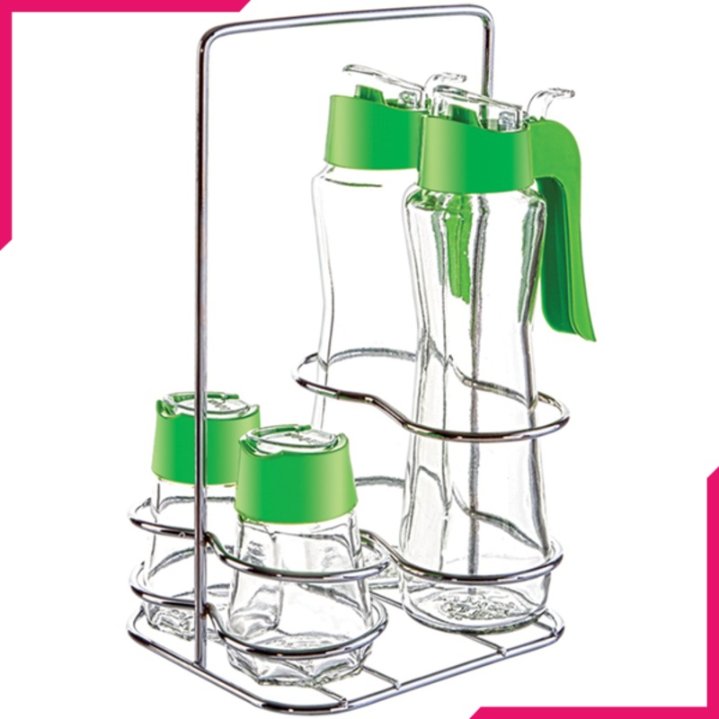 Sarina Metal Oil & Salt Table Set 4Pcs