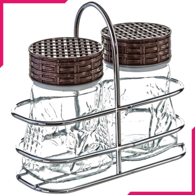 Sarina Tulip Metal Spice Jar Table Set 2Pcs