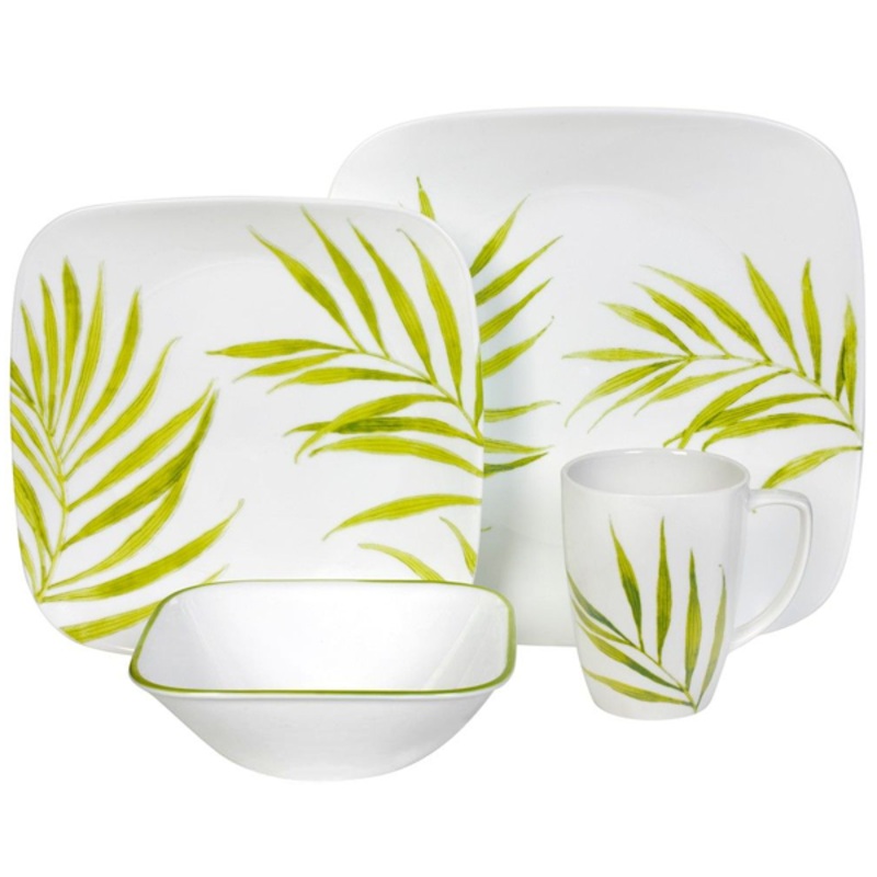 Corelle 16 Pcs Square Dinnerware Set - Bamboo Leaf