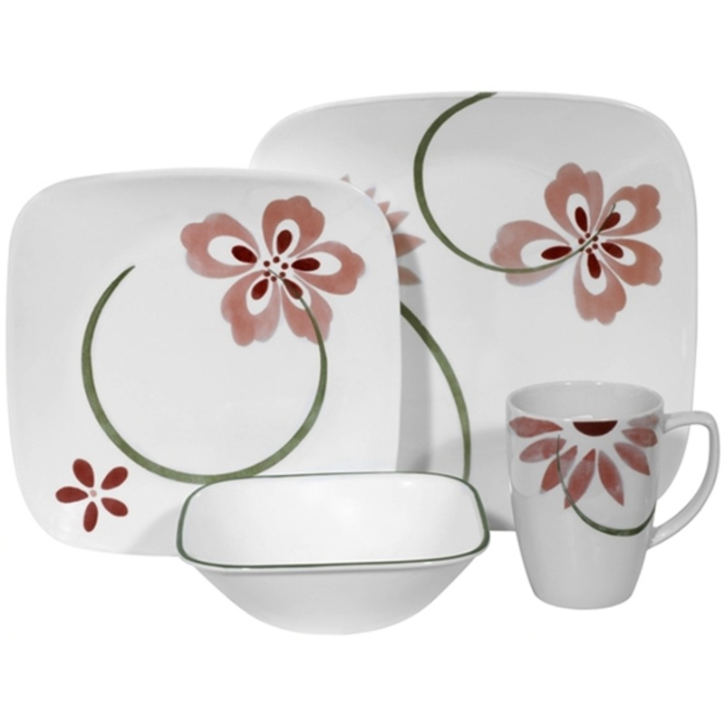 Corelle 16 Pcs Square Dinnerware Set - Pretty Pink