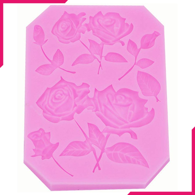 Rose With Leaves Silicone Fondant Mold