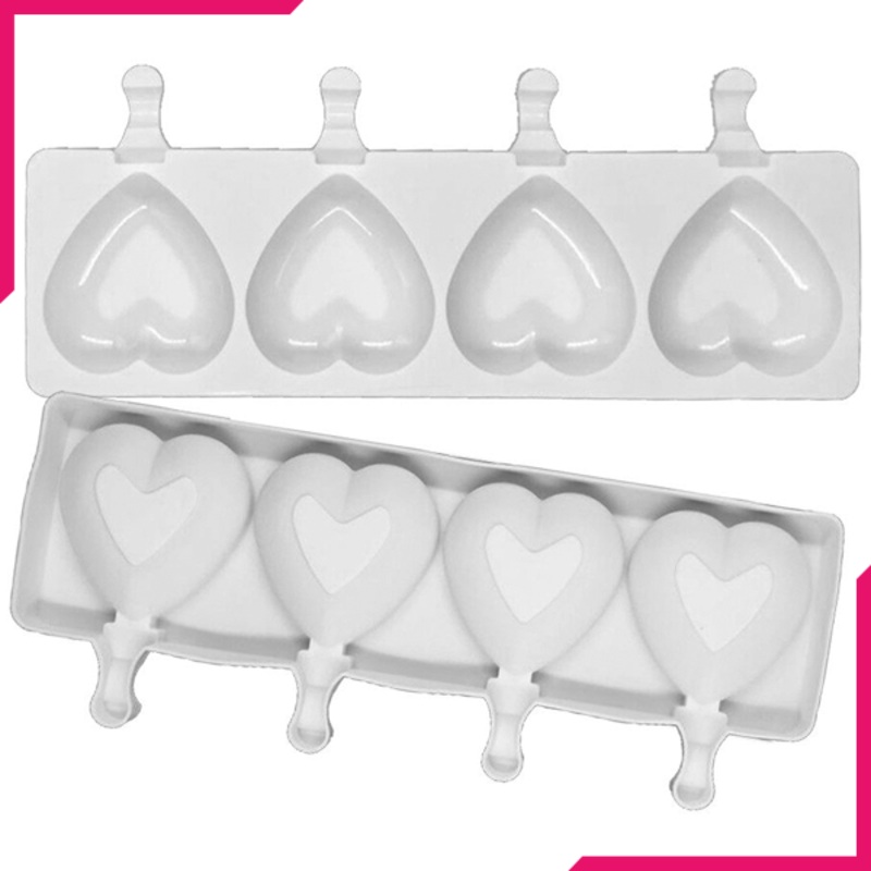Silicone Popsicle Heart Shaped Ice Cream Mold