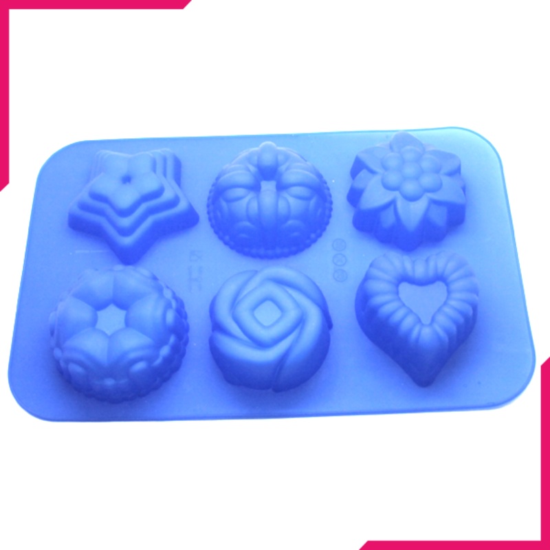 Silicone Mold Heart, Star Flowers 6 Cavity