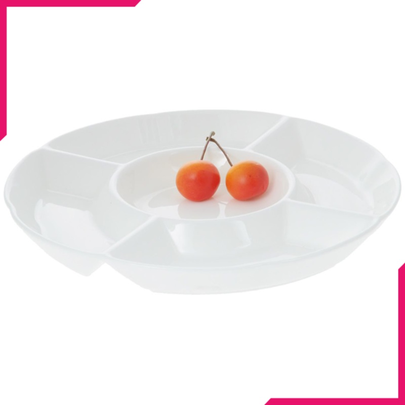 Wilmax Fine Porcelain Divided Round Dish 10"