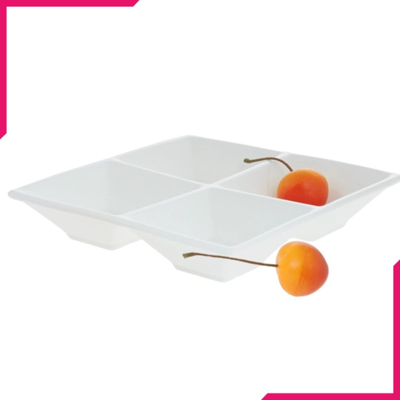 Wilmax Fine Porcelain Divided Square Dish 8" X 8"