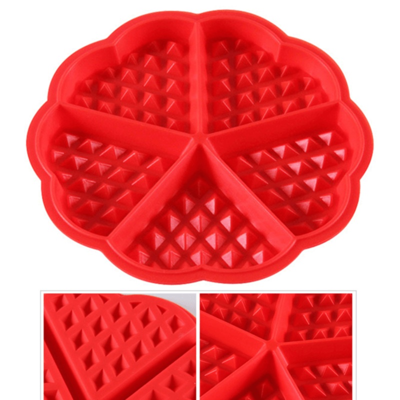 5 Cavity Heart Shaped Waffle Silicone Mould
