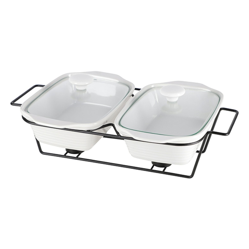 Brilliant Double Dish Warmer Rack Rectangle Casserole Dishes