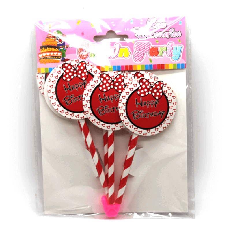Cupcake Toppers Happy Birthday Red