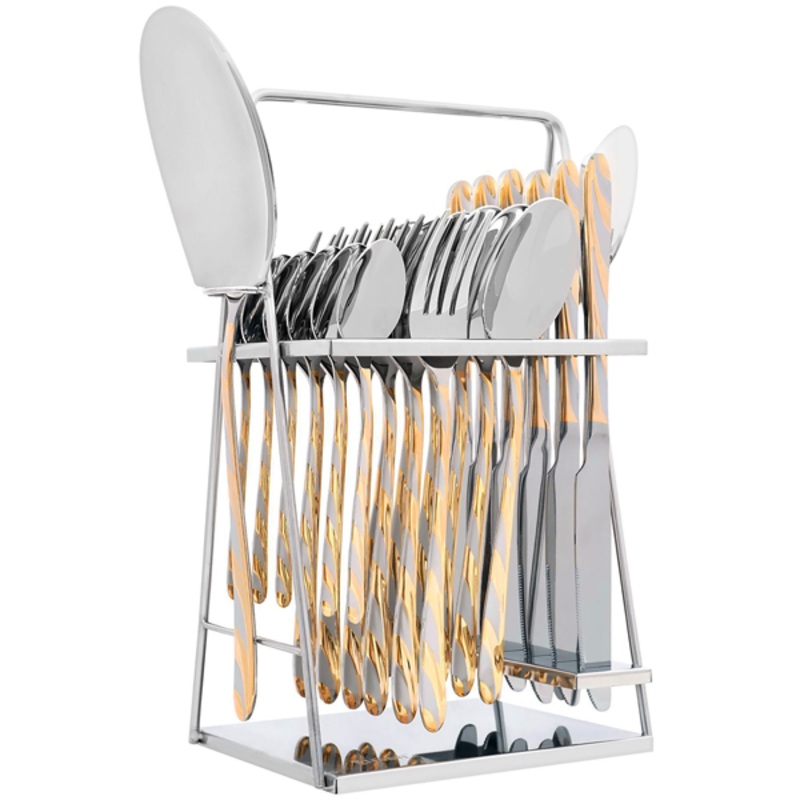 Elegant Cutlery Set 26Pcs -Golden Lines