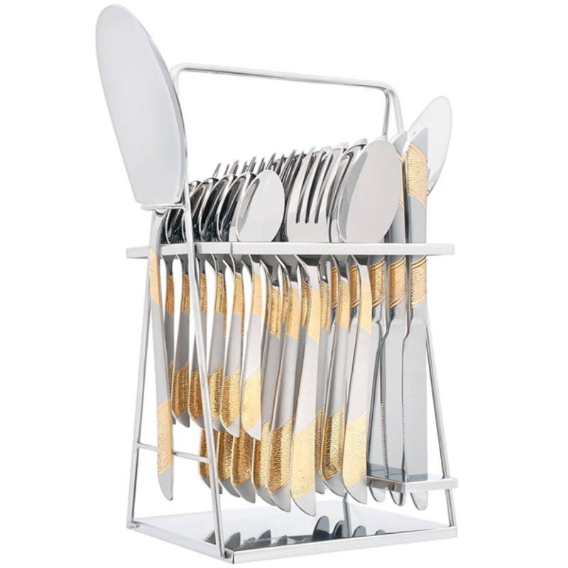 Elegant Cutlery Set 26Pcs -Golden Texture