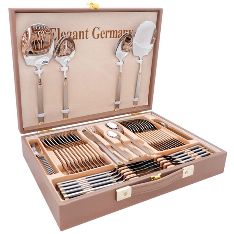 Elegant Cutlery Set 52Pcs -Golden Half Dot