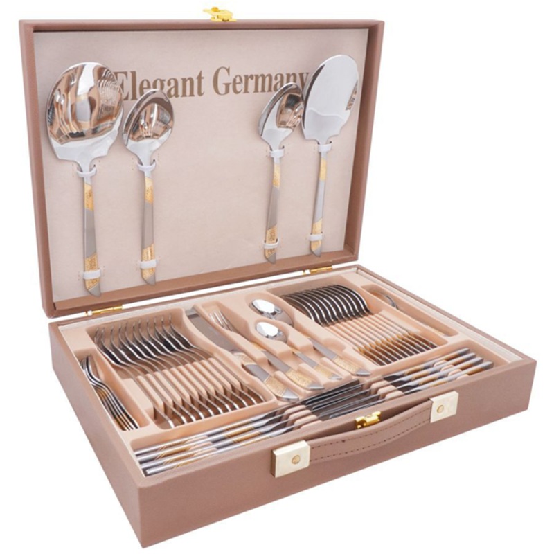 Elegant Cutlery Set 52Pcs -Golden Texture