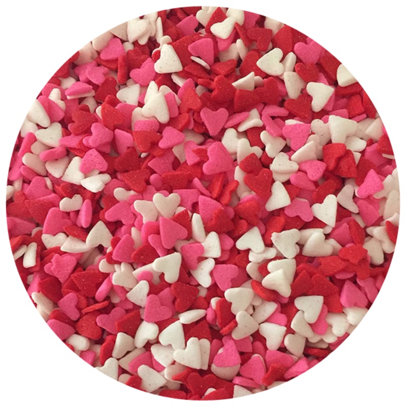 Mini Red White and Pink Heart Sprinkles