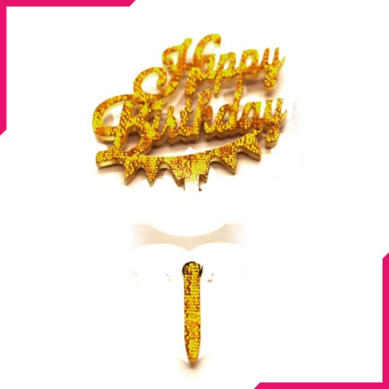 Cupcake Topper Happy Birthday Golden 8 Pcs
