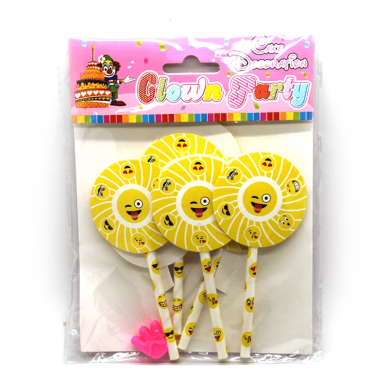 Cupcake Toppers Yellow Cute Smiley