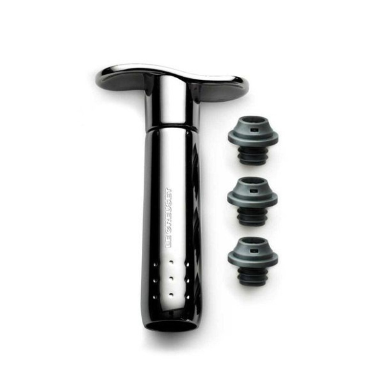 Le Creuset Wine Pump Metal + 3 Stoppers
