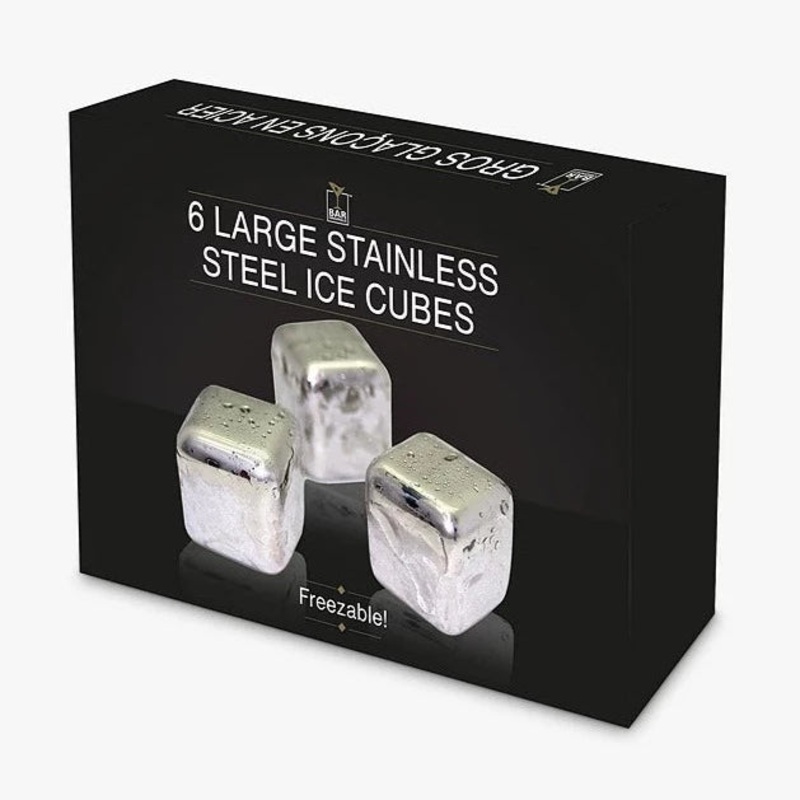 Jeray Large Stainless Steel Ice Cubes (set of 6)